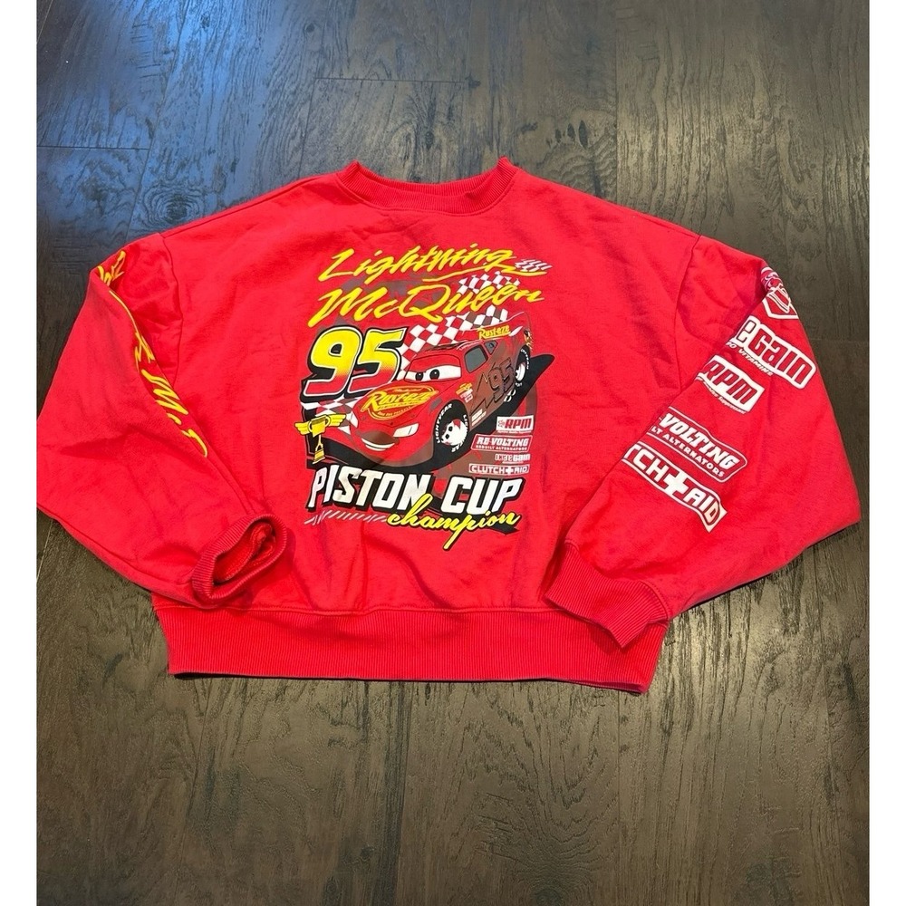 Disney Pixar Red Lightning McQueen crop Sweatshirt‎